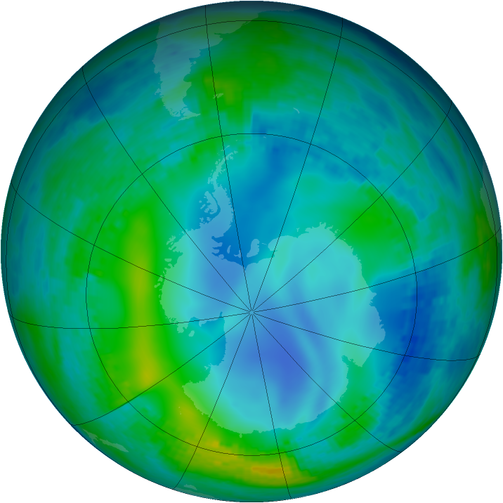 Antarctic ozone map for 27 May 2003